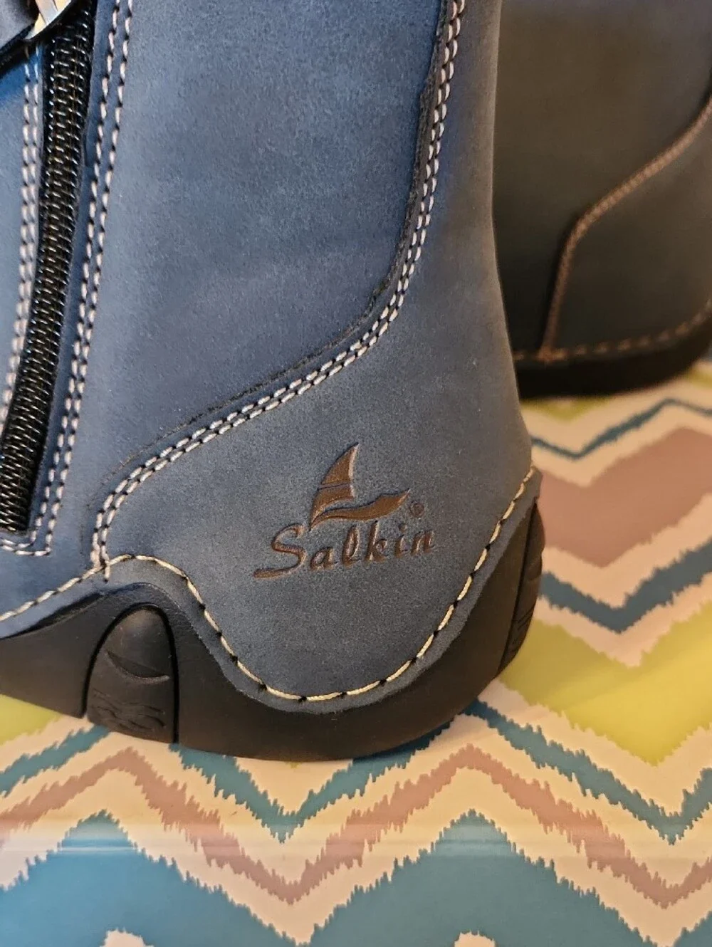 Men's Blue Barefoot Boots with Contrast Cream Laces